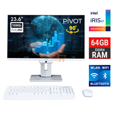 Turbox TAxPro6 i7 1265U 64GB DDR4 Ram 2TB SSD 23.6 inç FHD Pivot BT Webcam WiFi All in One PC
